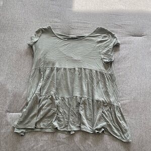 Pink Lily Sage Green Tiered Short Sleeve Tunic